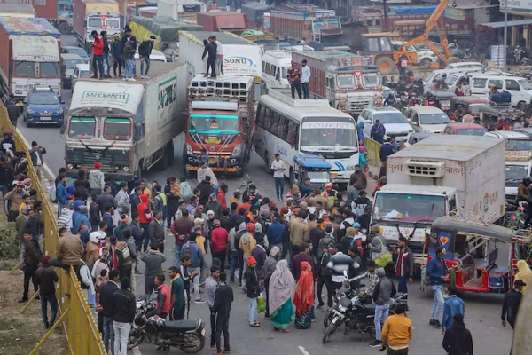 truck and bus drivers protest